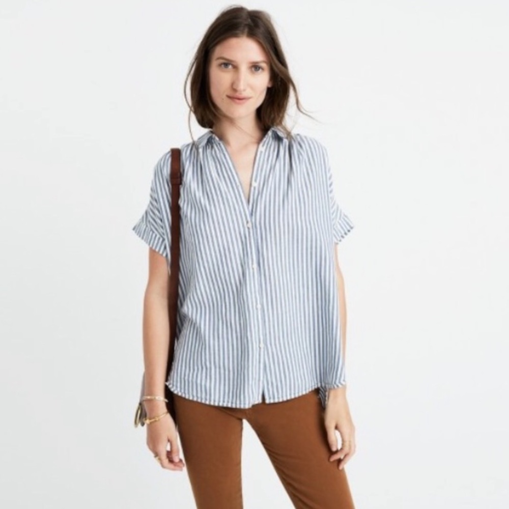 Madewell Blue and White Striped Button Down Shirt